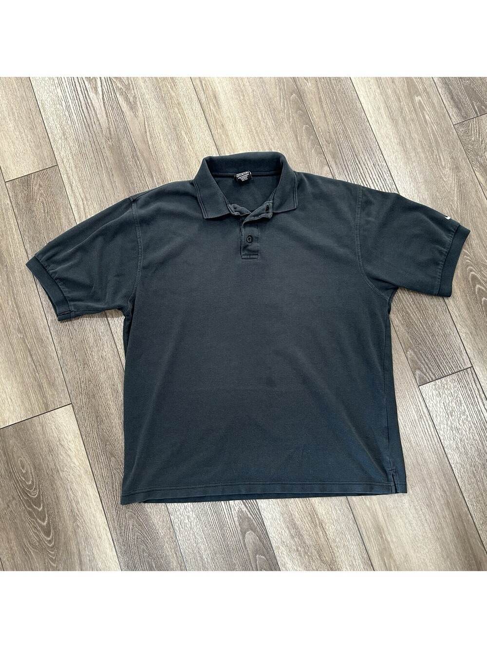 Vintage Nike Team Dri Fit Button Men's Black Polo Shirt Short Sleeve Size Larg